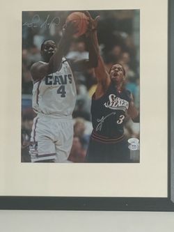 Allen Iverson/ Shawn Kemp Dual Signed 11x14 Framed and Matted