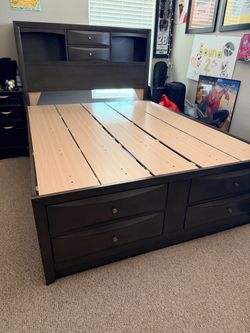 Full/Queen Captain's Bed Frame with Storage Drawers