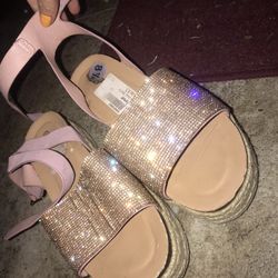 Rose Gold Rhinestone Platforms 8.5