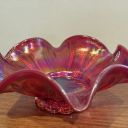 Fenton red/i carnival glass bowl / dish