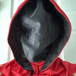 Completely Invisible Face Mask with Red Ghoul Hood.  Nylon hood with mesh face that allows the wearer to see out but others can't see in.   Pair up wi
