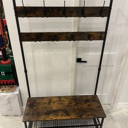 Entry Bench W- Shoe Shelf And Hooks