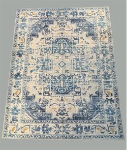 8x10 Blue & Cream Vintage-Style Area Rug