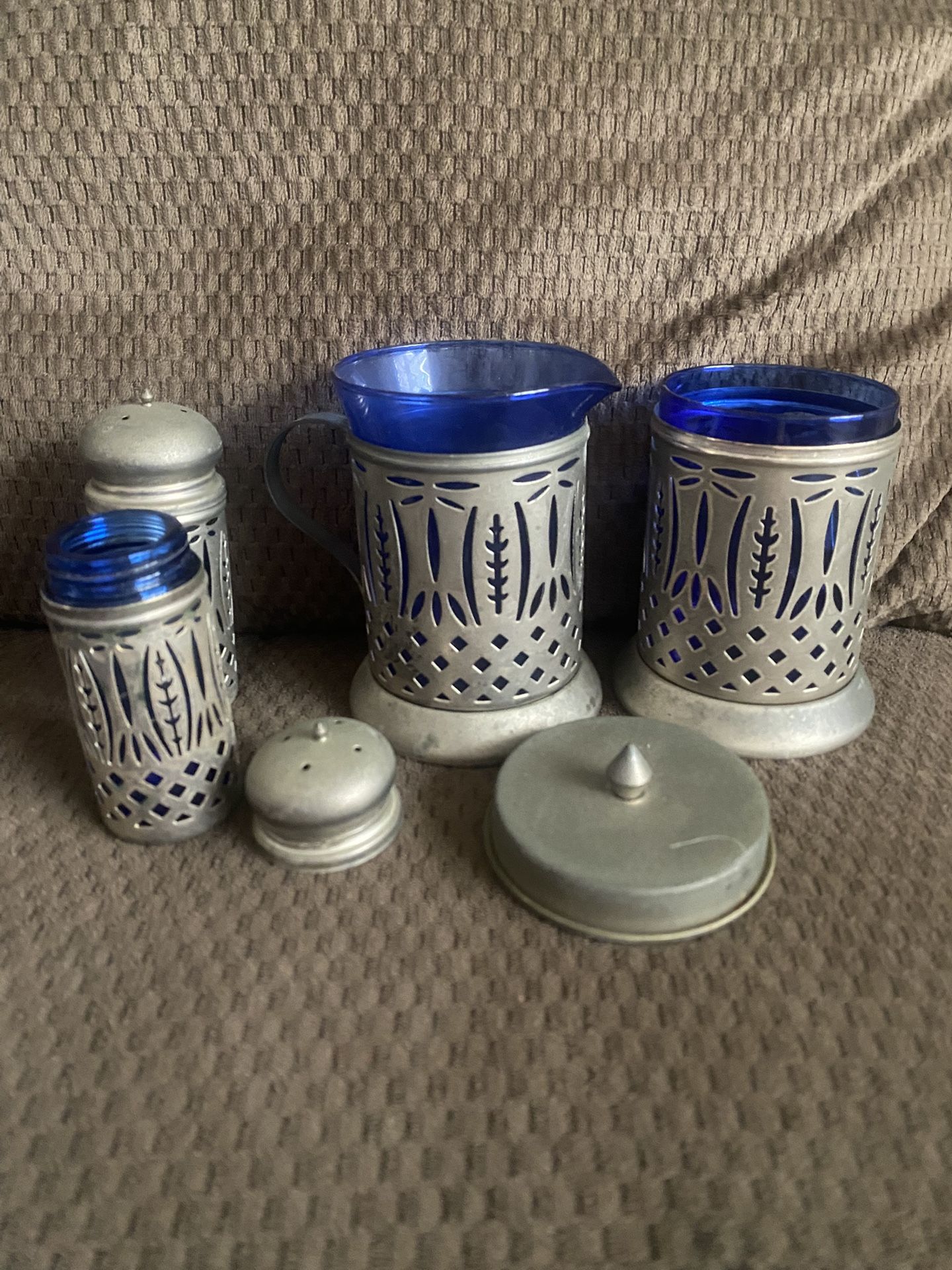 Vintage Creamer, Sugar And Salt And Pepper Set