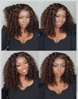🔥Brand new🔥 Hair Highlight Glueless Bob Wigs Human Hair 12 inch CYN-5