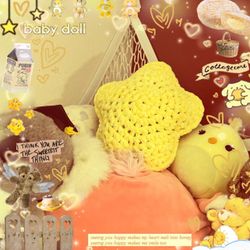 Handmade Crochet Star Plush Pillow