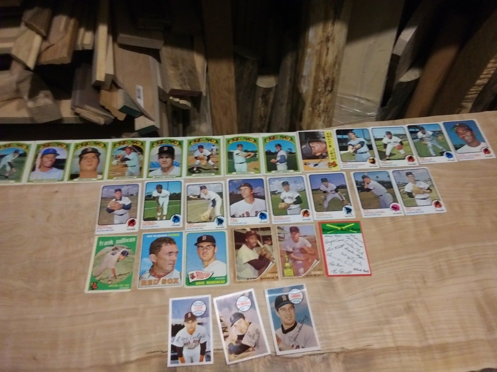 Little over 120 baseball cards couple from the 50's all Most half from 60's and rest from the 70's all of the card's are Boston Red Sox's asking $50