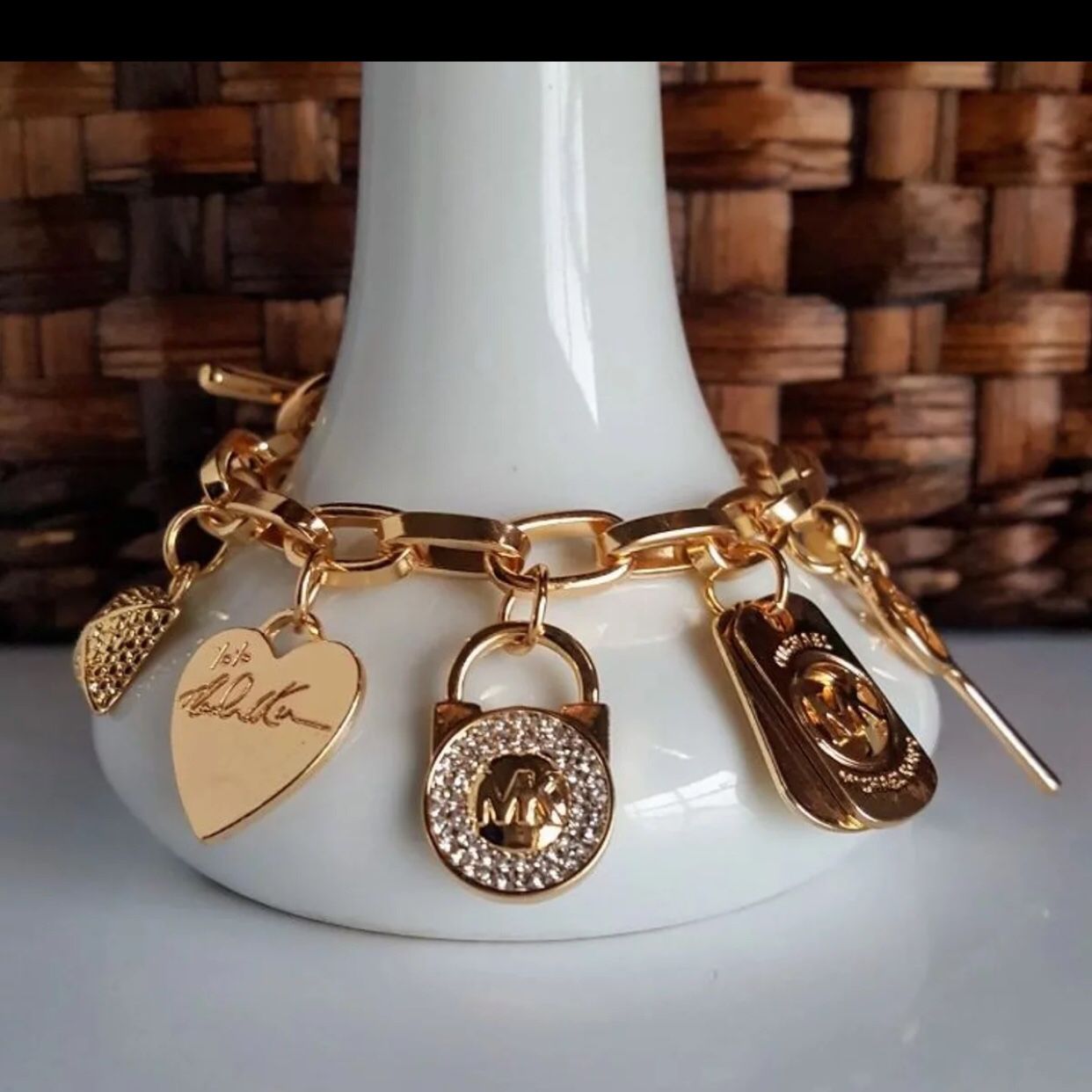 Mk Michael Kors charms heart love key padlock bracelet women’s jewelry Christmas gift