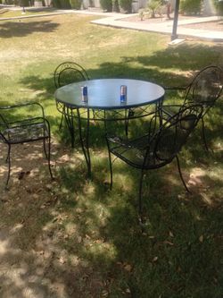 Patio set glass top. Vintage