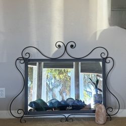 Large Wrought Iron Framed Mirror — 55.5” x 38”