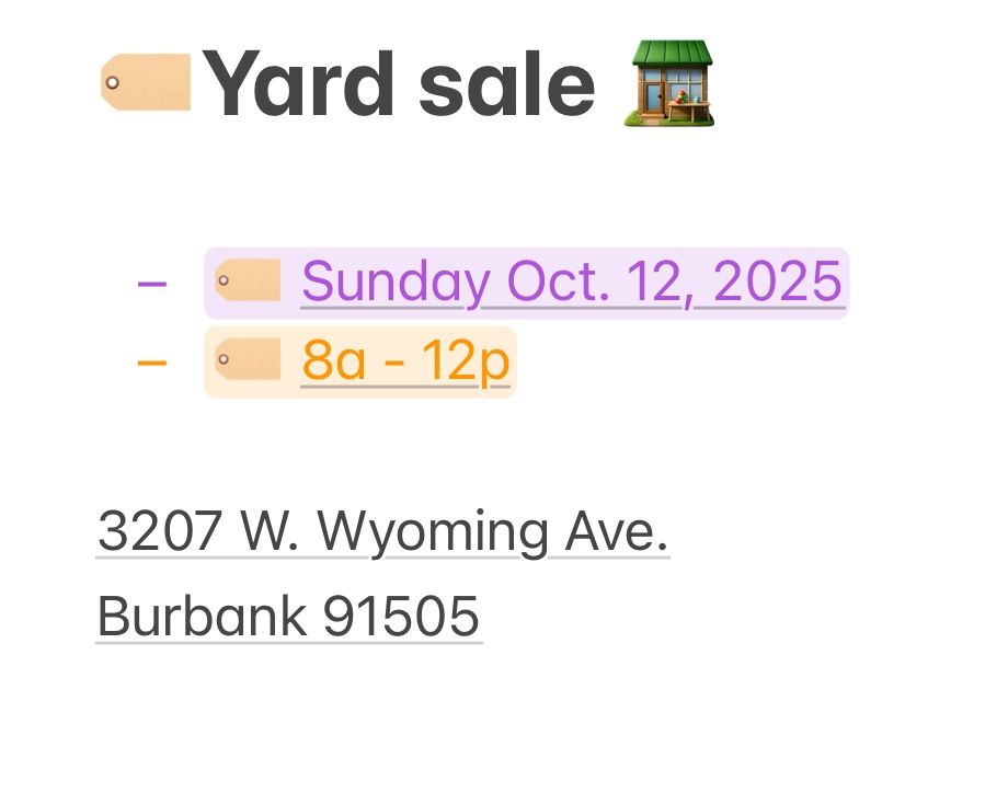 🏷️🏷️ YARD SALE