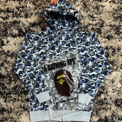 Blue and White BAPE hoodie