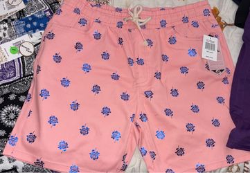 Pink Floral Print Drawstring Shorts – Size Large