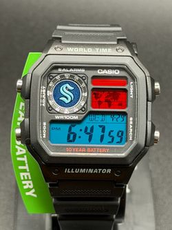 Seattle Kraken Custom Casio AE-1200wh Watch