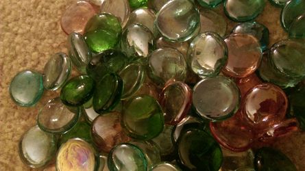 70 misc colored glass drops large size