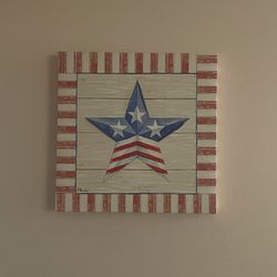 America Star Canvas Wall Art 16” X 16”