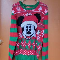 Mens MICKEY MOUSE Santa UGLY Christmas Sweater large