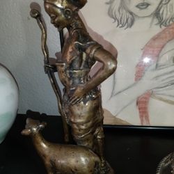 African Derme Morou Bronze Shepard Sculpture Signed