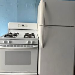 White 30” Refrigerator & Gas Stove