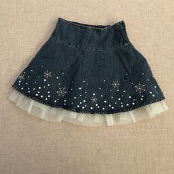 Girls Skirt size 7  Denim with Embroidered Snowflakes 