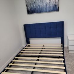 Queen Bed, Navy Blue