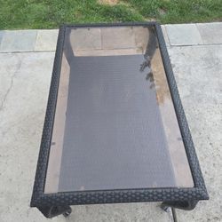 Resin Wicker & Glass Coffee Table