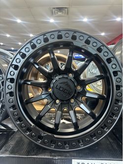 17x9 Trail Lock road Matte Black w Matte Black Ring 6x139.7 1mm