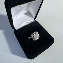 Diamond Ring - 10k Silver, Size 7.5