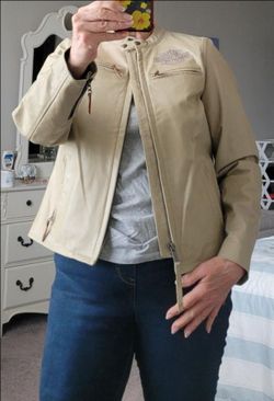 Harley-Davidson Women's Tan Leather Jacket, Size Large