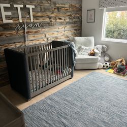 Restoration hardware crib and Pottery Barn Recliner 