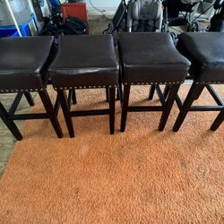 4 Leather Bar Stools 