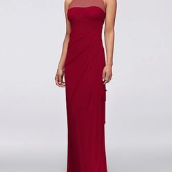 Apple Red David’s Bridal Bridesmaid Dress.
