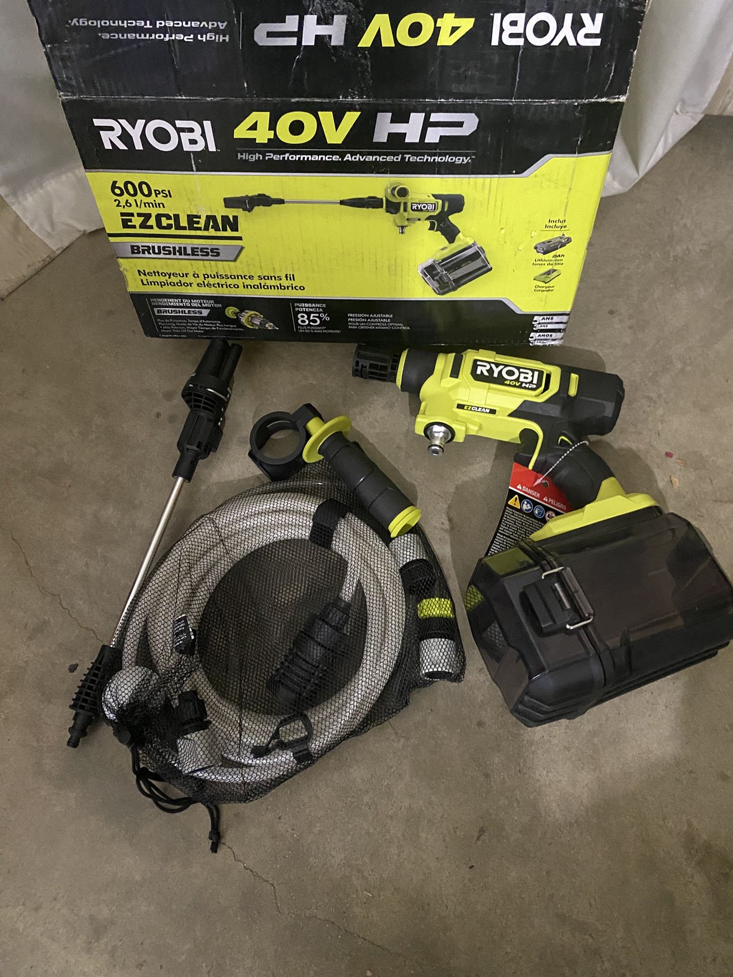 RYOBI 40V HP Brushless EZClean 600 PSI 0.7 GPM Cordless Battery Cold Water Power Cleaner( Tool Only)
