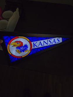 Kansas Jayhawks Stain glass lighted pennant Danbury Mint