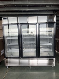 3 Door Stainless Steel With Glass Door Fridge