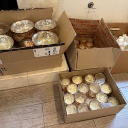 Rose Gold/Copper Event Decor Lot - Compotes, Votives, Sign Holders