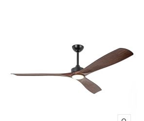 60” Alexi DC Motor Ceiling Fan with LED Light – Modern Wood Finish