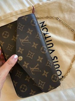 Authentic Louis Vuitton Monogram Felicie Pochette with Chain & Insert