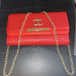 Chanel Red Chevron Leather Medium Flap Bag