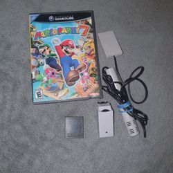 Gamecube Mario Party 7, Wireless Controller Adapter, Memory Card, Microphone 