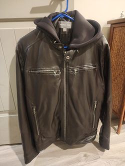 Large Michael Kors (Maybe Faux?) Leather Jacket Hoodie Combo