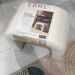 White Table Boucle Ottoman