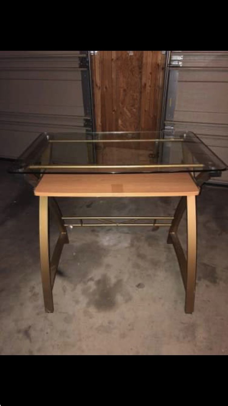 Gold desk with glass top