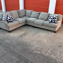 Gray Suede Sectional  (Free Delivery)
