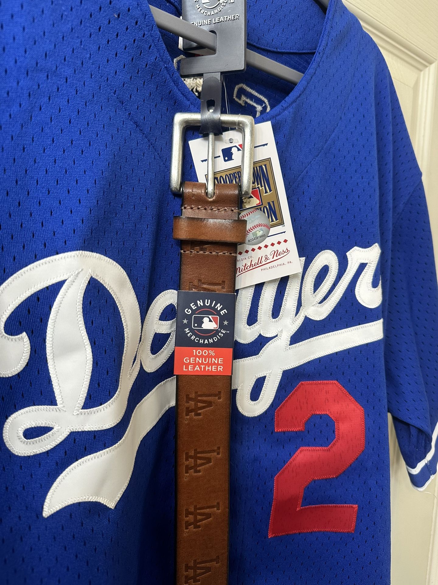 Los Angeles Dodgers Brown Leather Belt