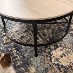 2-Tier 35.5in Round Industrial Coffee Table