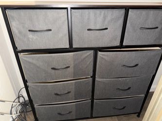 Gray Fabric Dresser with 9 Drawers