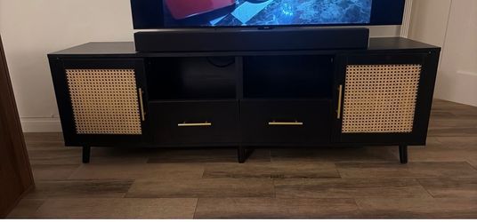 TV Stand with LED light in shelves