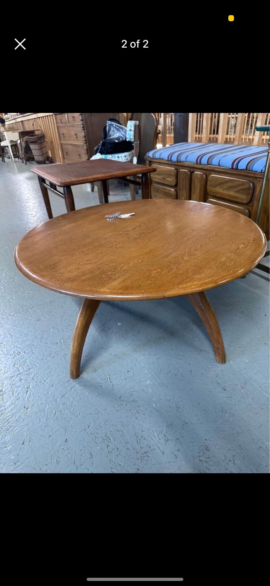 RARE vintage Heywood Wakefield Mid Century Modern Lazy Susan Coffee Table VTG