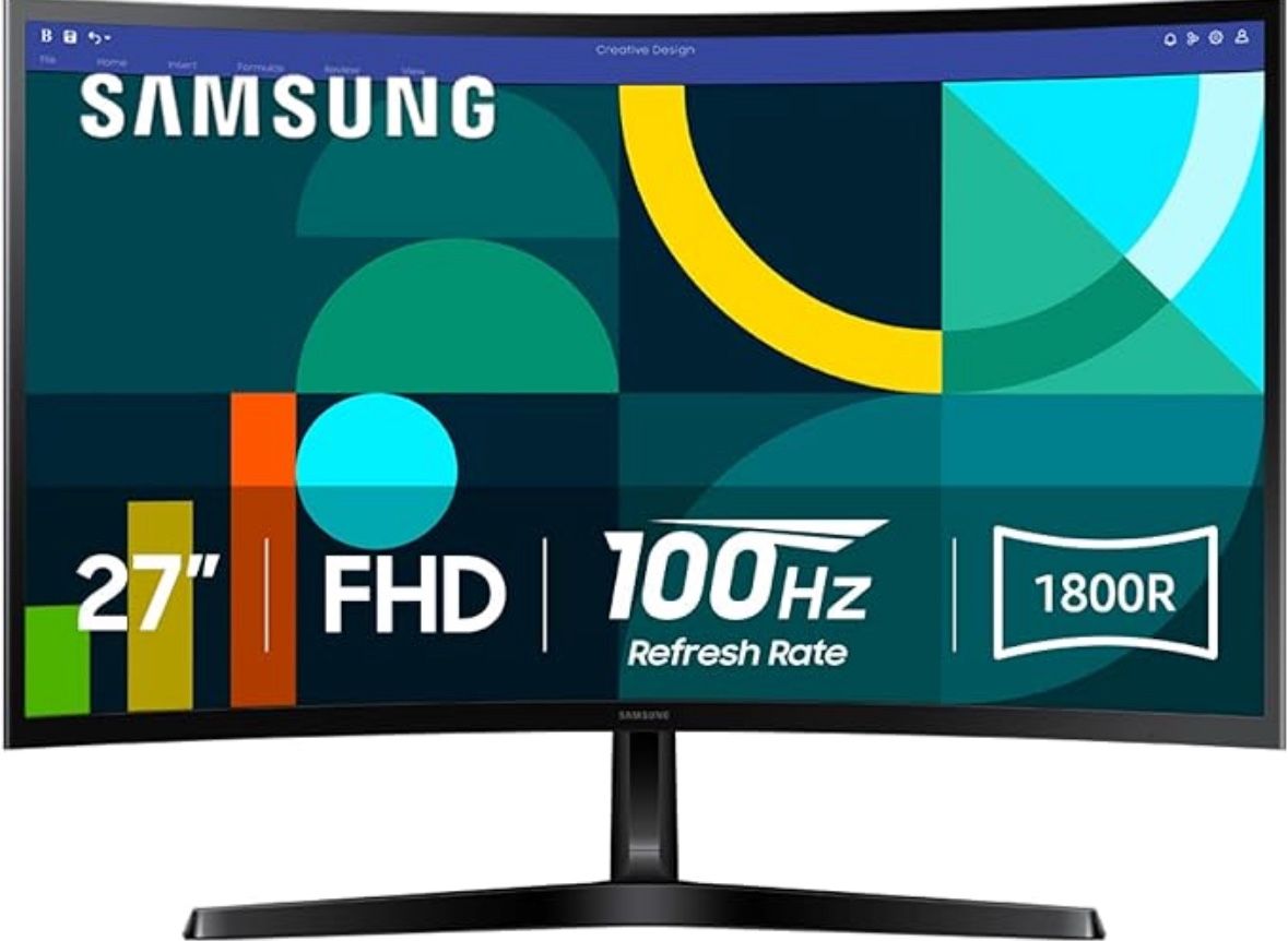 Samsung 27" Essential S3 (S36GD) Series FHD 1800R Curved Computer Monitor, 100Hz, Game Mode, Advanced Eye Comfort, HDMI and D-sub Ports, LS27D366GANXZ